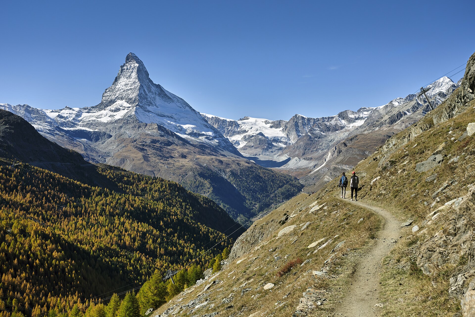 The Matterhorn rising above Zermatt, Switzerland