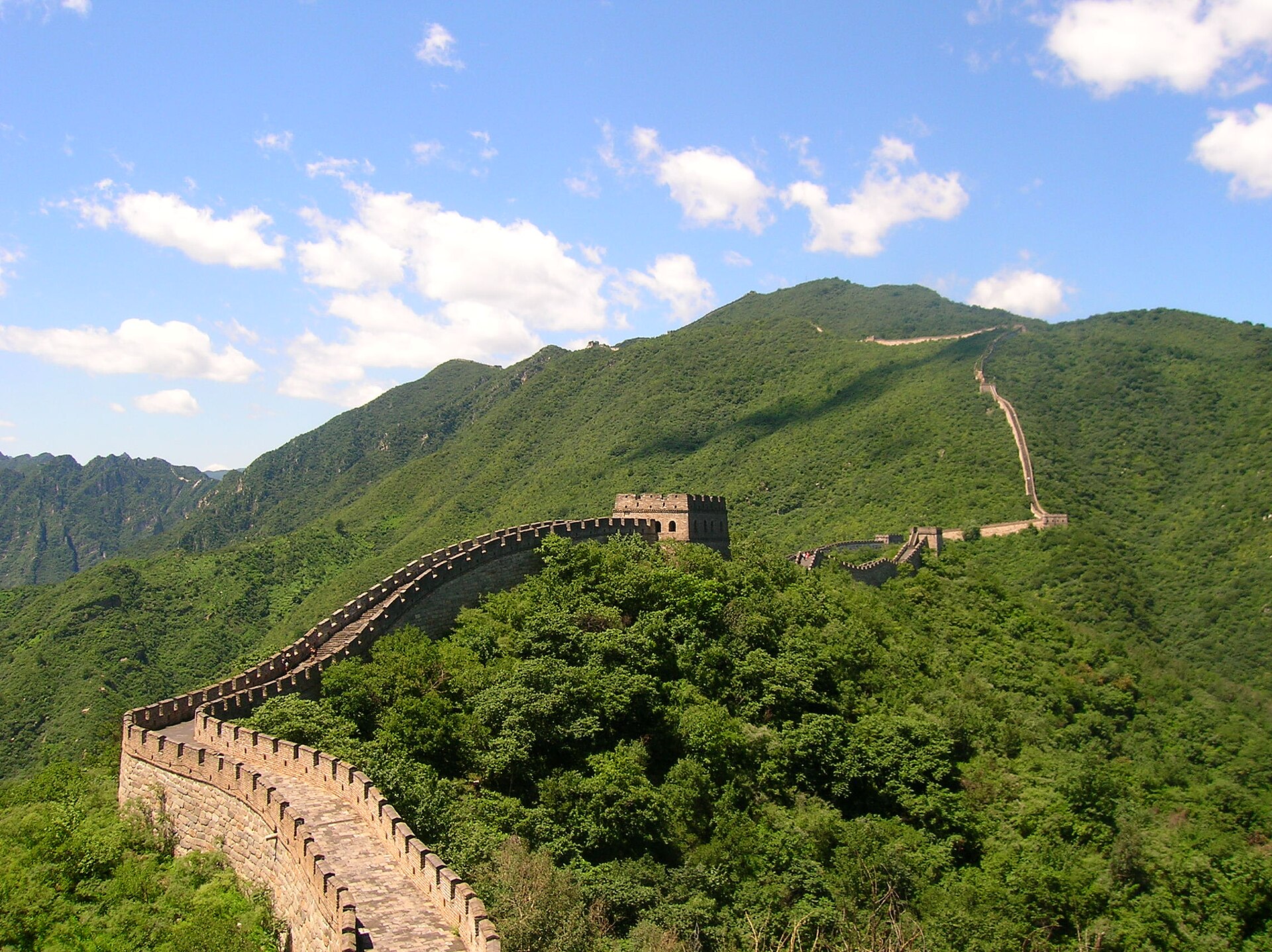 The Great Wall of China winding along a ridge