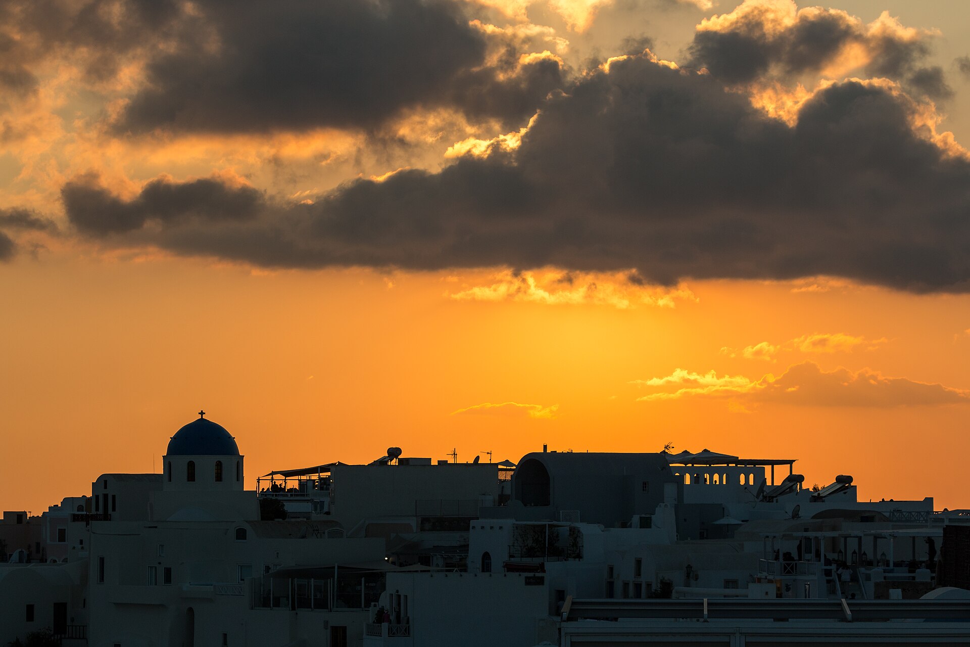 White buildings and blue domes in Oia, Santorini